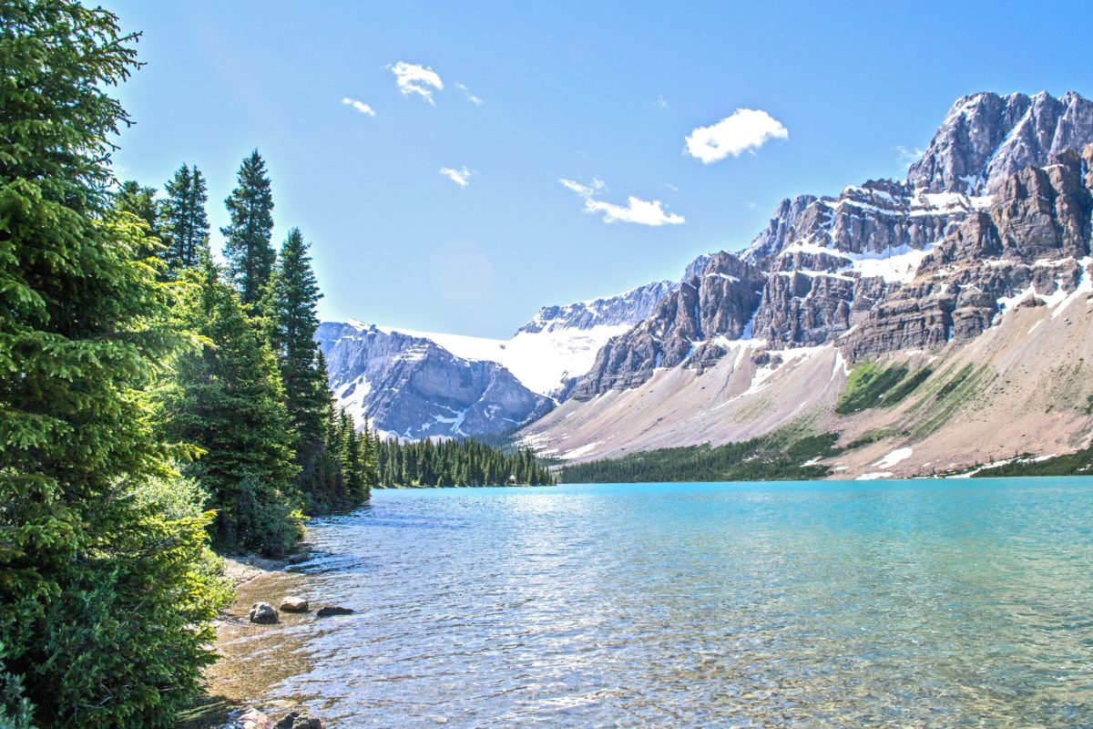 Mountain and blue lake landscape